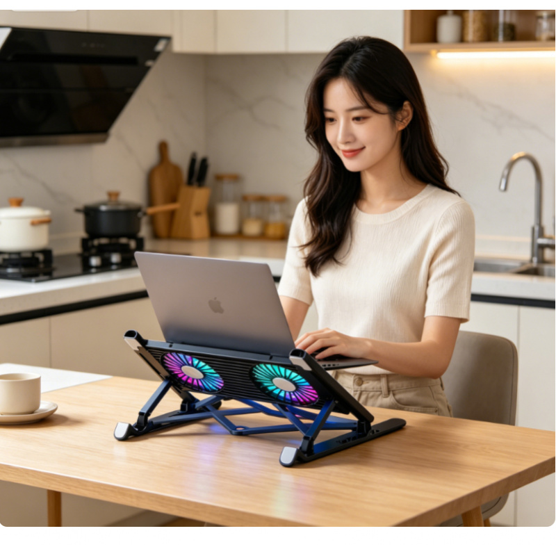 Laptop Accessories Cooling Pad - ใหม่แล็ปท็อปคูลเลอร์เบสสแตนด์แผ่นรองระบายความร้อนแล็ปท็อปแบบพับได้แบบพกพาปรับได้สำหรับ 13-17.3 นิ้วพร้อมพัดลม 4 ตัว