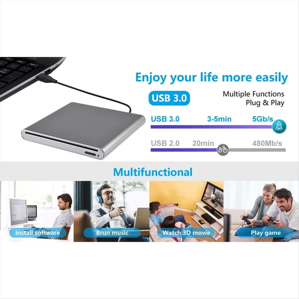 DT77 ไดรฟ์ออปติคอลภายนอกแบบดูด - Laptop Accessories Bd บทวิจารณ์และราคา