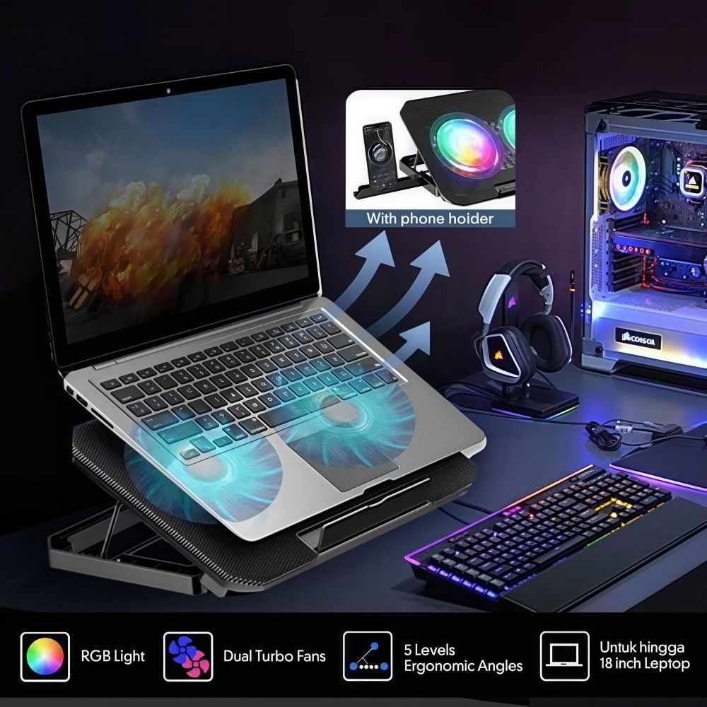 พัดลมระบายความร้อนแล็ปท็อปแบบส - Laptop Accessories Cooling Pad บทวิจารณ์และราคา